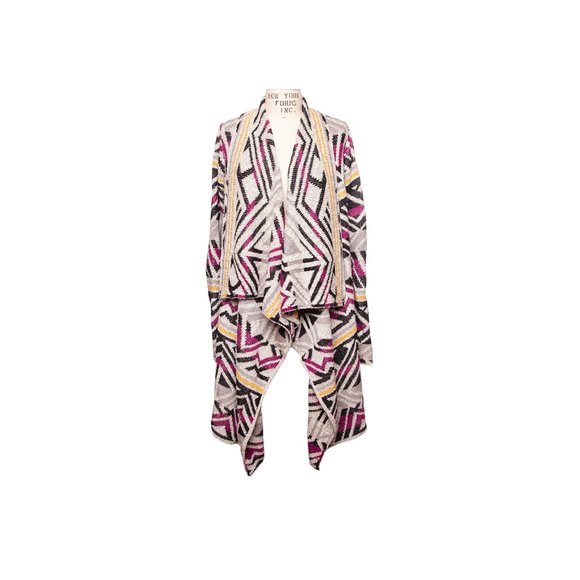 LUCKY BRAND Intarsia Open Drape Cardigan Sweater M - Picture 2 of 11